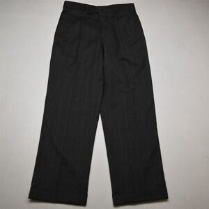 Bespoke 31x30 Gray Windowpane 100% Wool Pleated Cuffed Baggy High Waist Pants